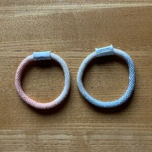 Handmade Nepal Beaded Roll on Bracelets - Pink and Blue